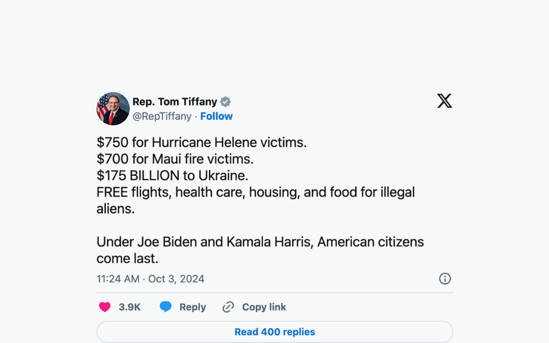 Rep. Tom Tiffany: In Biden’s Disasters, Migrants Come First, Americans Come Last